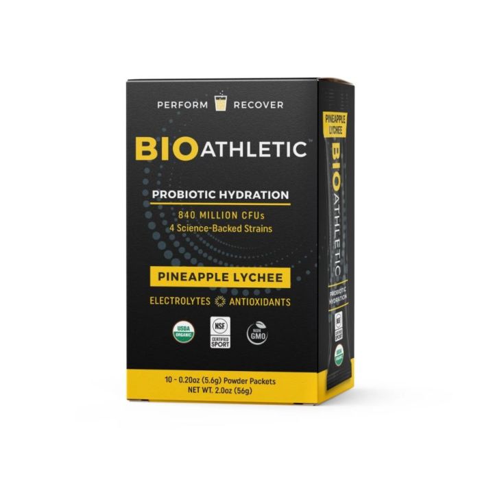 BIOATHLETIC: Pineapple Lychee Probiotic Hydration 10 Count, 2 oz