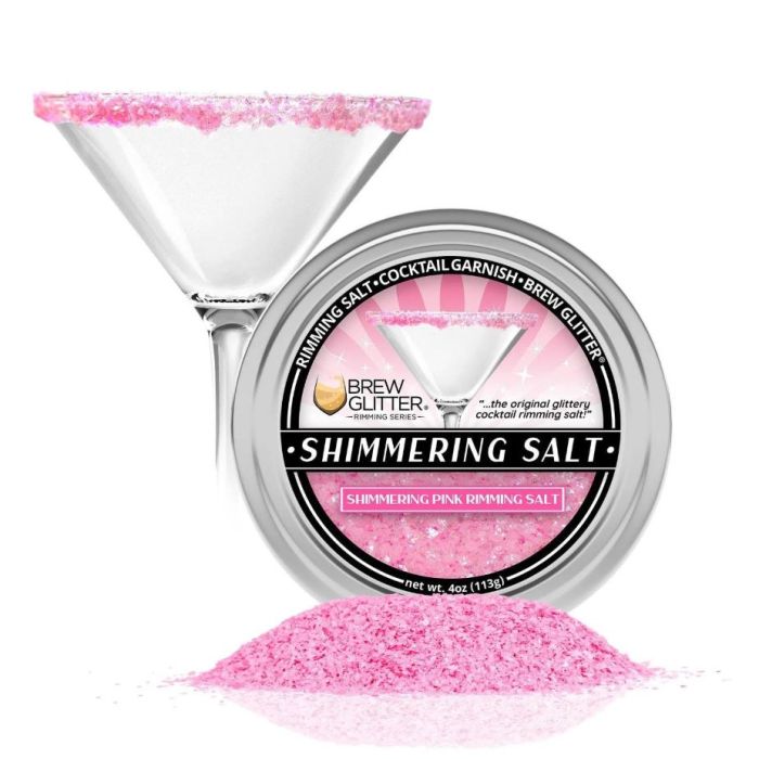 BREW GLITTER: Shimmering Pink Cocktail Rimming Salt, 4 oz