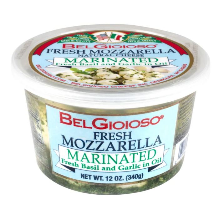 BELGIOIOSO: Marinated Fresh Mozzarella Fresh Basil and Garlic in Oil, 12 oz