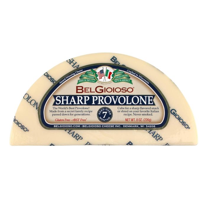 BELGIOIOSO: Sharp Provolone Cheese Wedge, 8 oz