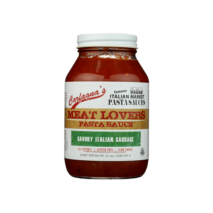 CARFAGNAS: Meat Lovers Savory Italian Sausage Pasta Sauce, 32 oz