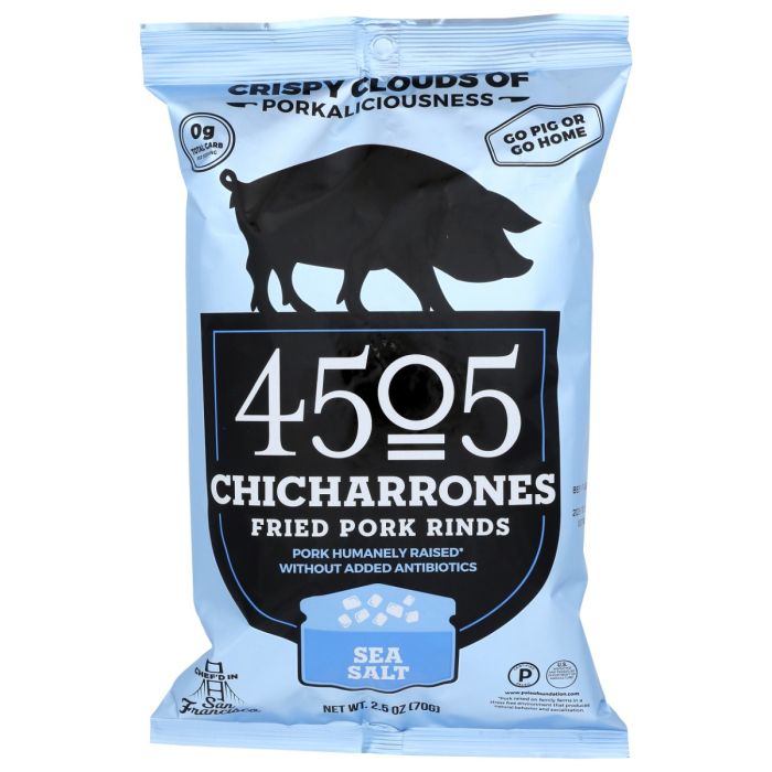 4505 MEATS: Chicharrones Fried Pork Rinds Sea Salt, 2.5 oz