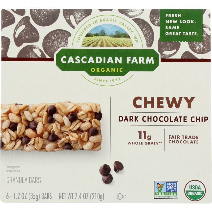CASCADIAN FARM: Chewy Dark Chocolate Chip Granola Bars, 7.4 oz