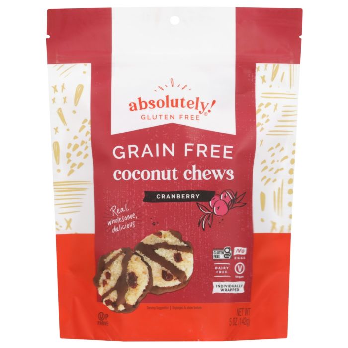 ABSOLUTELY GLUTEN FREE: Coconut Chews With Cranberry, 5 oz