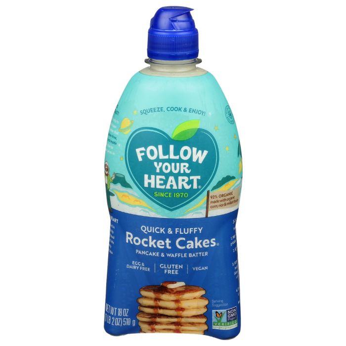 FOLLOW YOUR HEART: Rocket Cakes Pancake and Waffle Batter, 18 oz