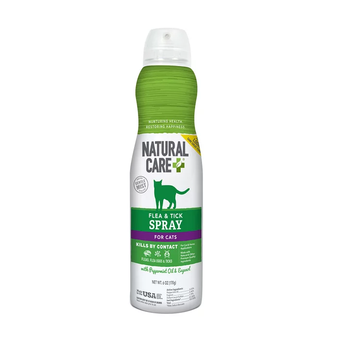 NATURAL CARE: Flea and Tick Spray For Cats, 6.3 oz