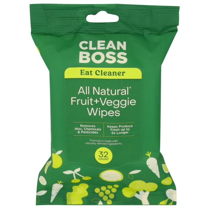 CLEAN BOSS: Eat Cleaner All Natural Wipes, 32 ea