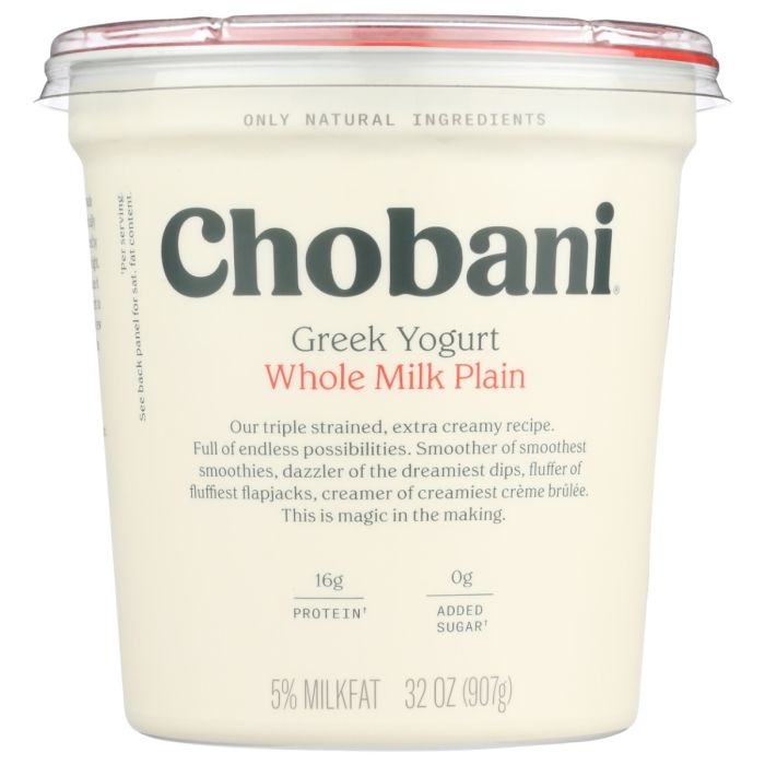 CHOBANI: Whole Milk Plain Greek Yogurt, 32 oz