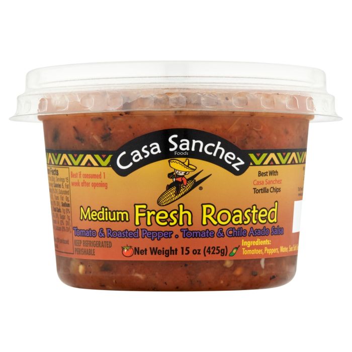 CASA SANCHEZ FOODS: Medium Fresh Roasted Salsa, 15 oz