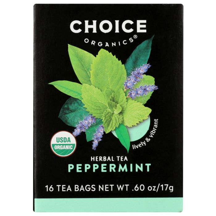 CHOICE TEA: Organic Peppermint Tea, 16 bg