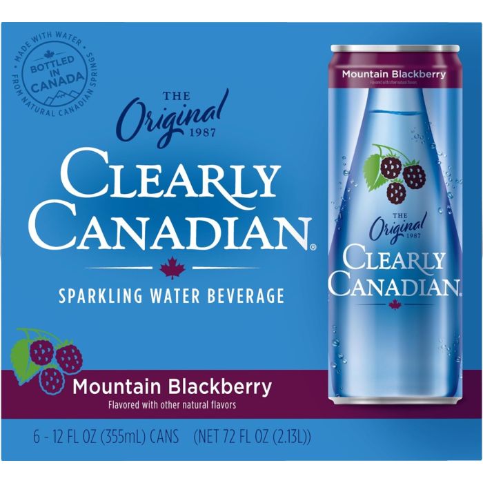 CLEARLY CANADIAN: Mountain Blackberry Sparkling Water Beverage 6 Count, 72 fo