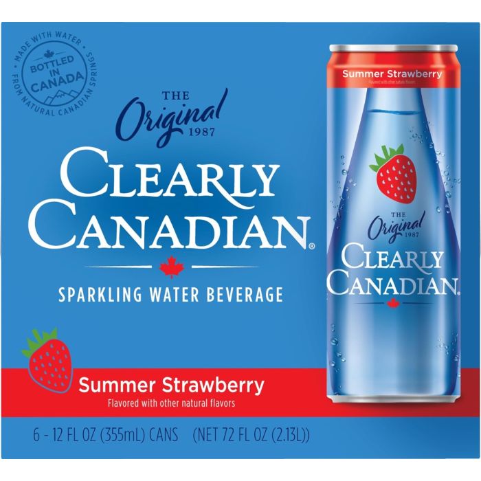 CLEARLY CANADIAN: Summer Strawberry Sparkling Water Beverage 6 Count, 72 fo