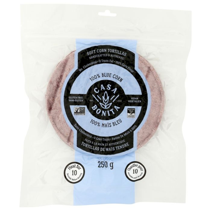 CASA BONITA: Blue Corn Tortillas 4 Count, 250 gm