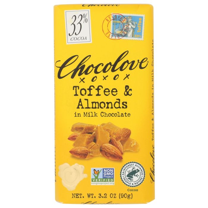 CHOCOLOVE: Toffee and Almonds In Milk Chocolate, 3.2 oz