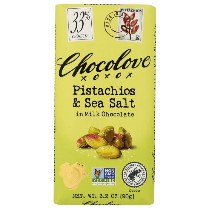 CHOCOLOVE: Pistachios and Sea Salt in Milk Chocolate, 3.2 oz