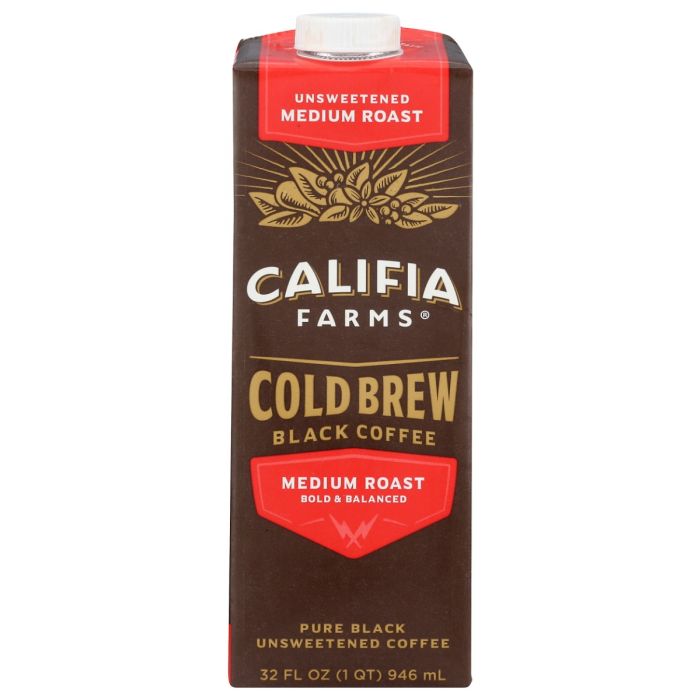 CALIFIA: Cold Brew Coffee Pure Black Medium Roast, 32 fo
