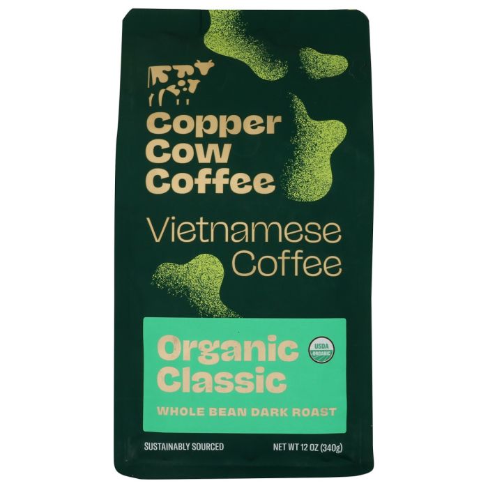 COPPER COW COFFEE: Organic Classic Whole Bean Coffee, 12 oz