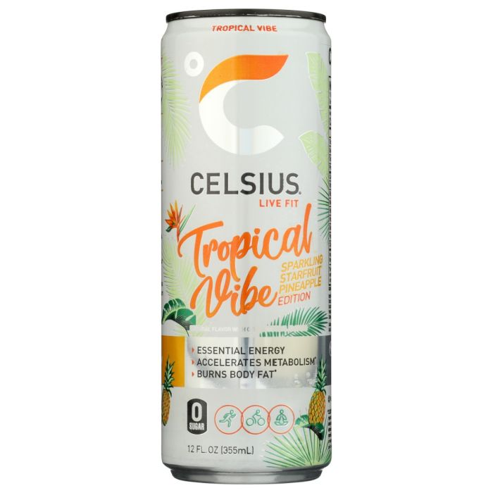 CELSIUS: Sparkling Tropical Vibe Beverage, 12 fo