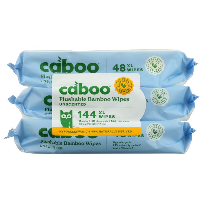 CABOO: Flushable Bamboo Wipes 48 Count, 3 pk