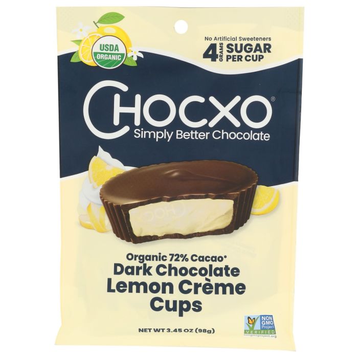 CHOCXO: Dark Chocolate Lemon Crème Cups, 3.45 oz