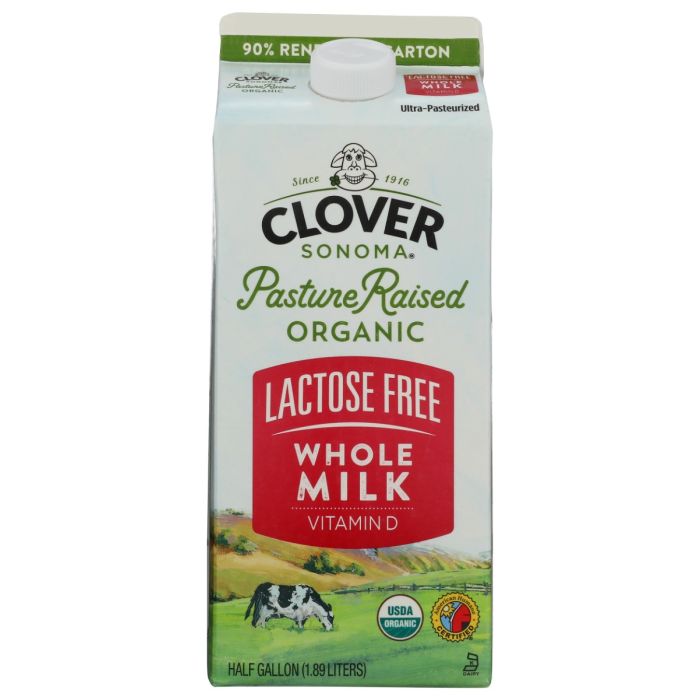 CLOVER SONOMA: Organic Lactose Free Whole Milk, 64 fo