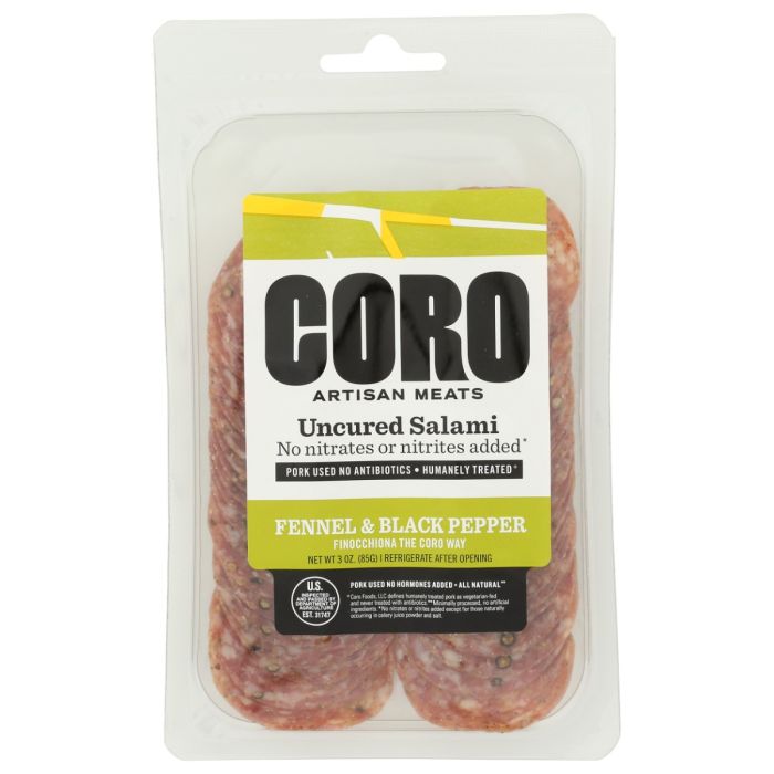 CORO FOODS: Fennel and Black Pepper Salami Sliced Pack, 5 oz