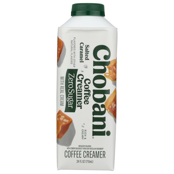 CHOBANI: Zero Sugar Coffee Creamer Salted Caramel, 24 fo