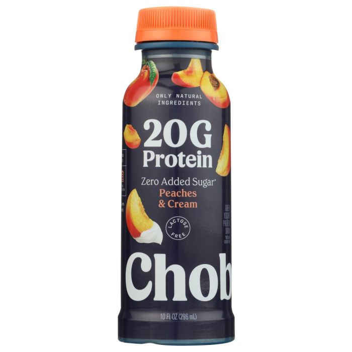 CHOBANI: High Protein Greek Yogurt Drink Peaches and Cream, 10 fo
