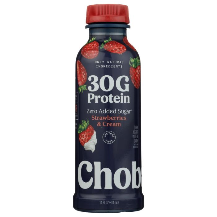 CHOBANI: High Protein Greek Yogurt Drink Strawberries and Cream, 14 fo