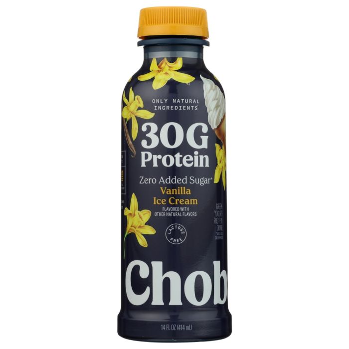 CHOBANI: High Protein Greek Yogurt Drink Vanilla Ice Cream, 14 fo
