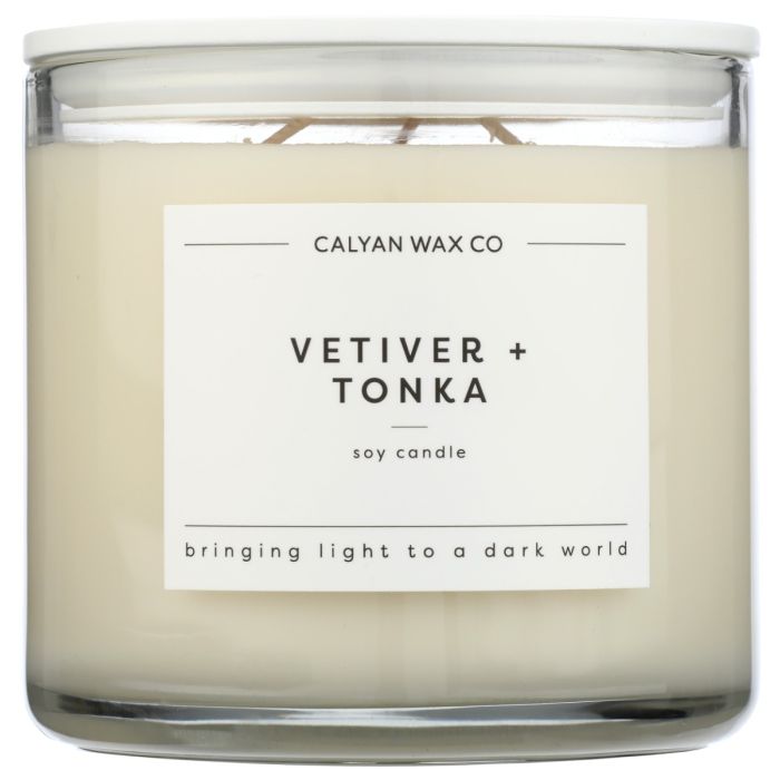 CALYAN WAX CO: Vetiver Tonka 3 Wick Soy Candle, 15 oz