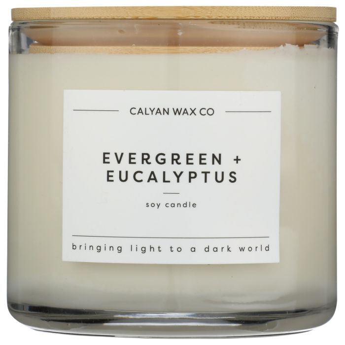CALYAN WAX CO: Evergreen Eucalyptus 3 Wick Soy Candle, 15 oz