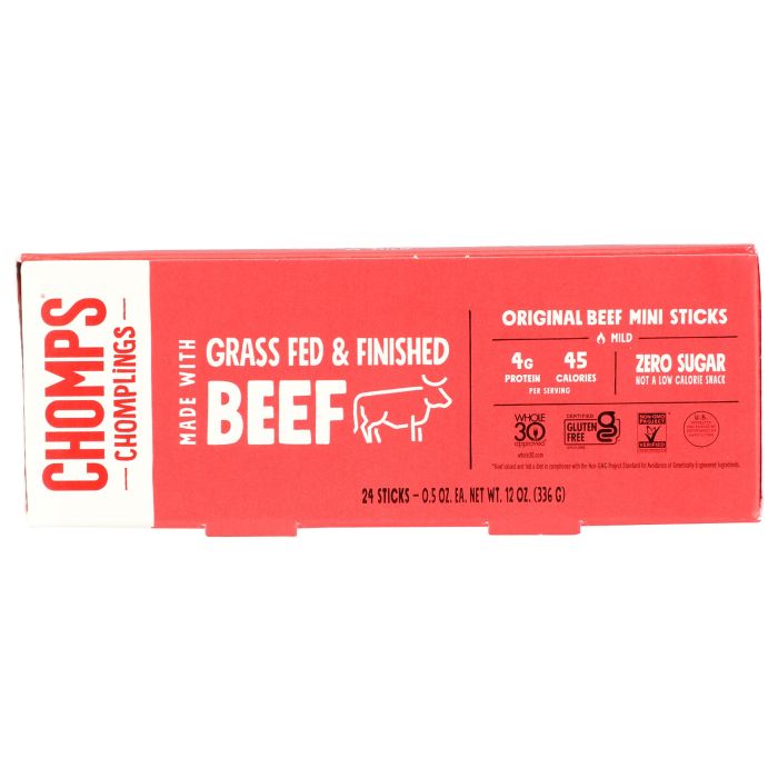CHOMPS: Beef Stick Original 24 Count, 12 oz