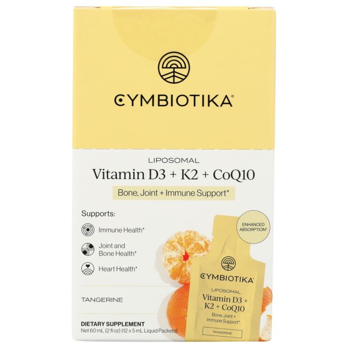 CYMBIOTIKA: Liposomal Vitamin D3 K2 CoQ10 Tangerine 12 Count, 2 fo