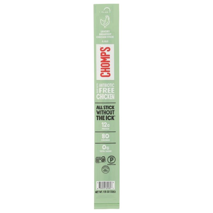 CHOMPS: Savory Breakfast Chicken Meat Stick, 1.15 oz