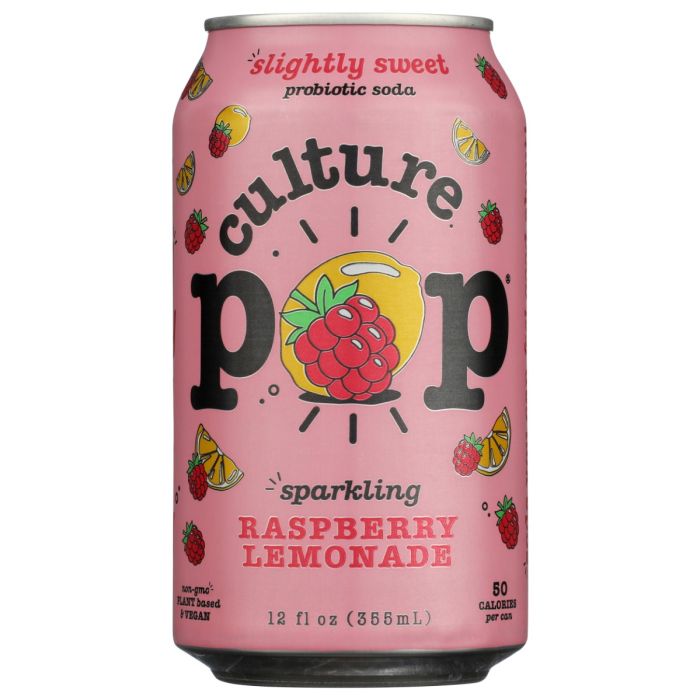 CULTURE POP: Raspberry Lemonade Soda, 12 fo
