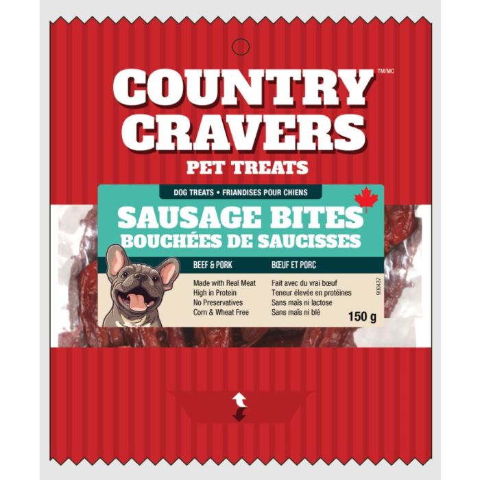 COUNTRY CRAVERS: Sausage Bites Beef and Pork Dog Treats, 5.29 oz