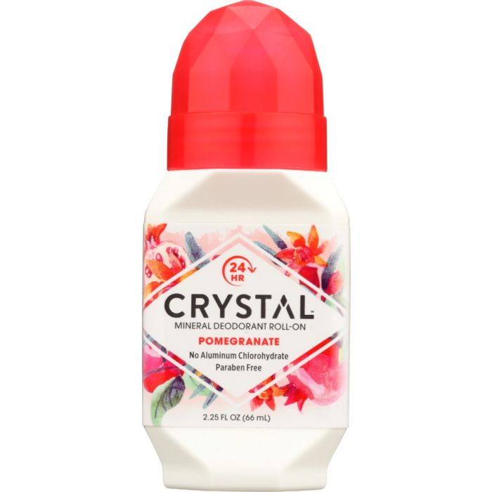 CRYSTAL BODY DEODORANT: Mineral Deodorant Roll On Pomegranate, 2.25 oz