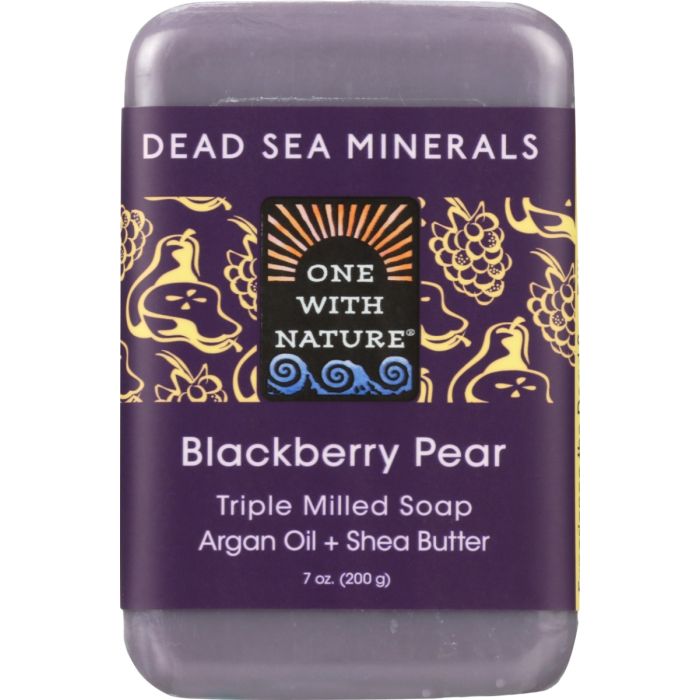 ONE WITH NATURE: Blackberry Pear Soap with Dead Sea Minerals Argan Oil and Shea Butter, 7 oz