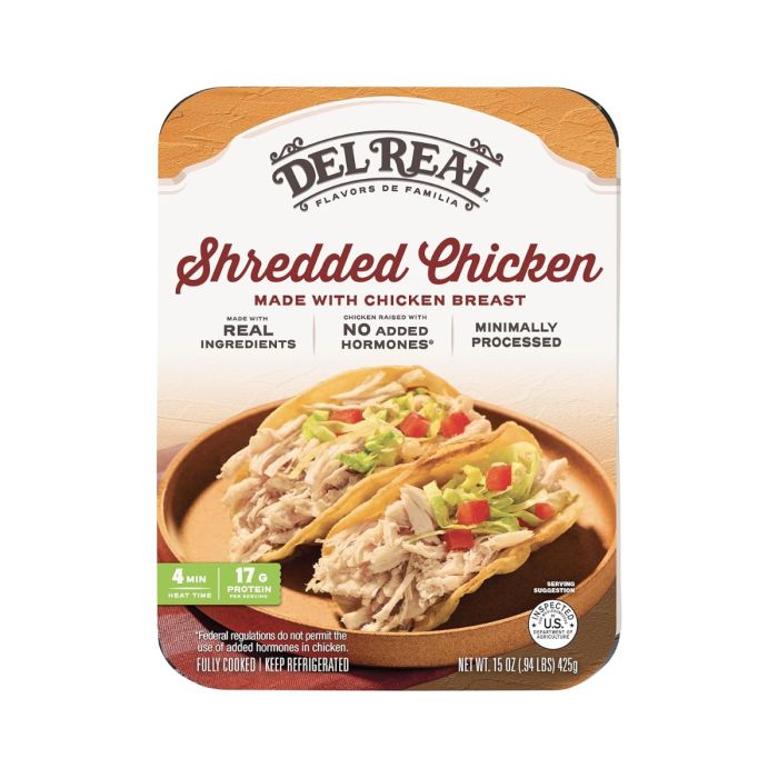 DEL REAL FOODS: Shredded Chicken, 16 oz