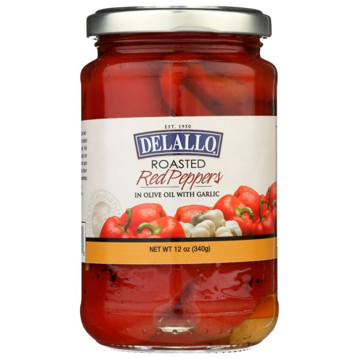 DELALLO: Roasted Red Peppers with Garlic, 12 oz