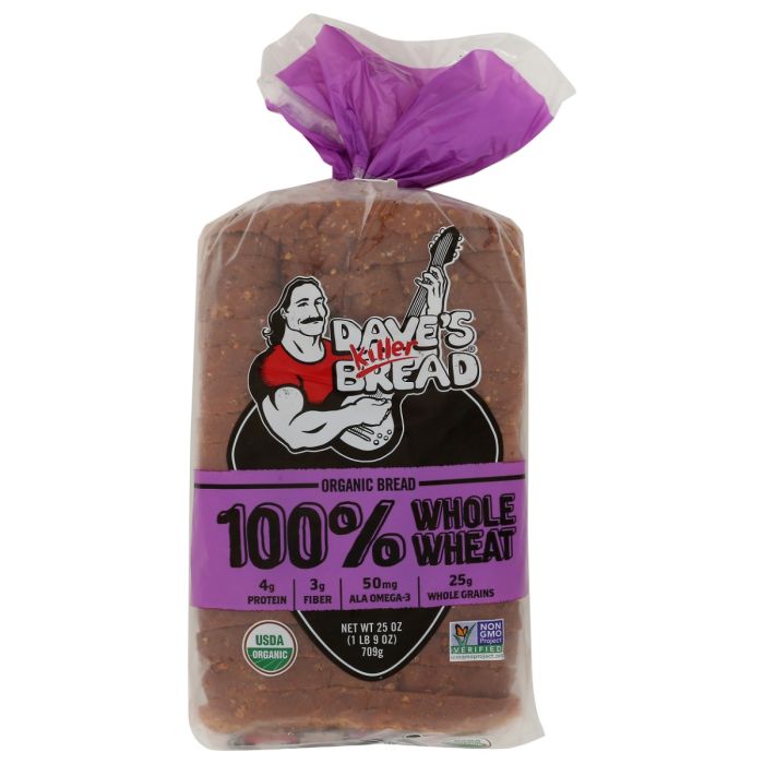DAVES KILLER BREAD: 100 Percent Organic Whole Wheat Bread, 25 oz