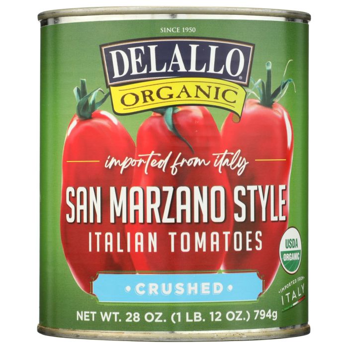 DELALLO: Organic Crushed San Marzano Style Tomatoes, 28 oz