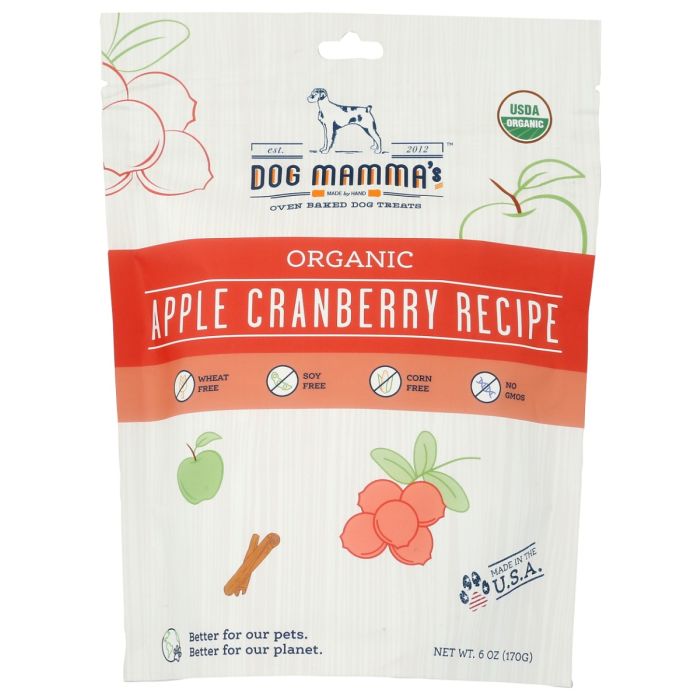 DOG MAMMAS: Organic Apple Cranberry Dog Treats, 6 oz