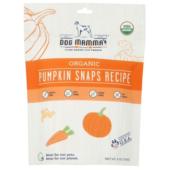 DOG MAMMAS: Organic Pumpkin Snaps Dog Treats, 6 oz
