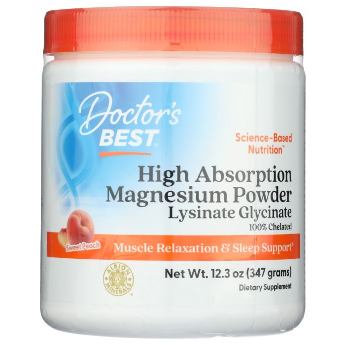 DOCTORS BEST: High Absorption Magnesium Powder Sweet Peach, 12.3 oz