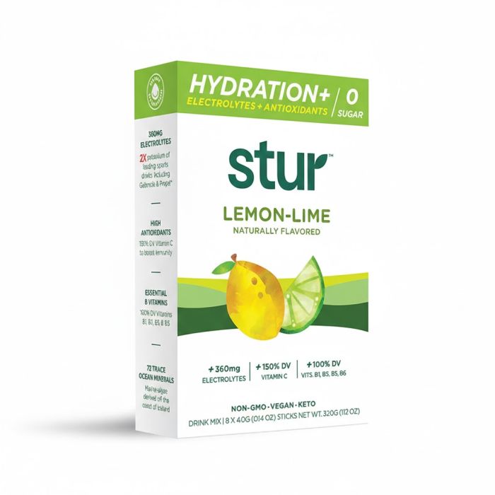 STUR: Lemon Lime Hydration Drink Mix 8 Count, 1.12 oz