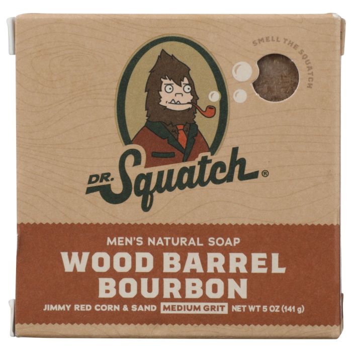 DR SQUATCH: Wood Barrel Bourbon Soap Bar, 5 oz