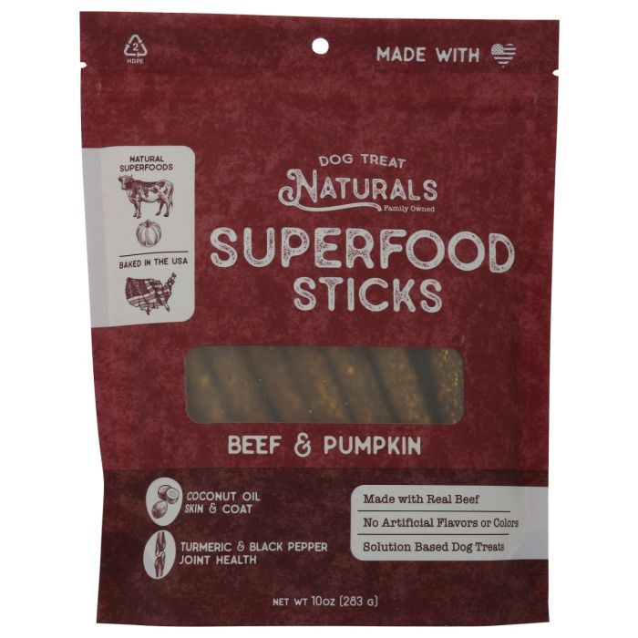 DOG TREAT NATURALS: Beef and Pumpkin Superfood Sticks, 10 oz