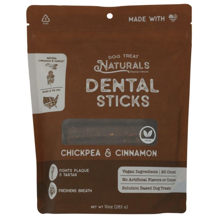 DOG TREAT NATURALS: Chickpea and Cinnamon Dental Sticks, 10 oz